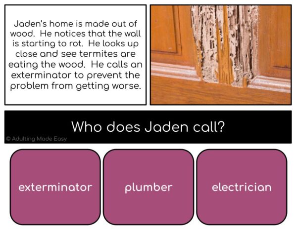 Household Problems Simplified Reading Comprehension Digital Task Cards - Image 4