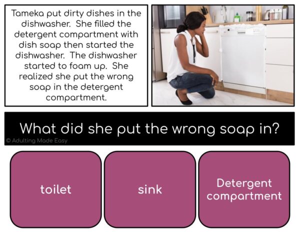 Household Problems Simplified Reading Comprehension Digital Task Cards - Image 3