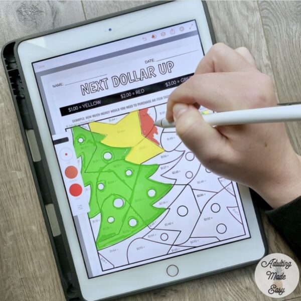 Holiday Next Dollar Up Color By Code Worksheets