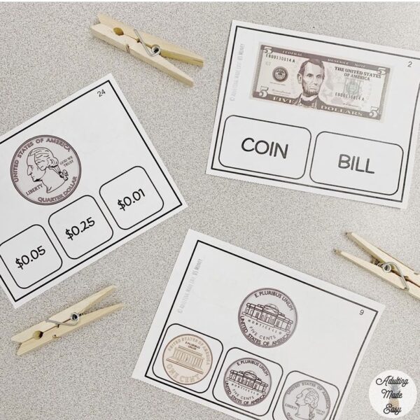 US Money Names and Values Task Cards