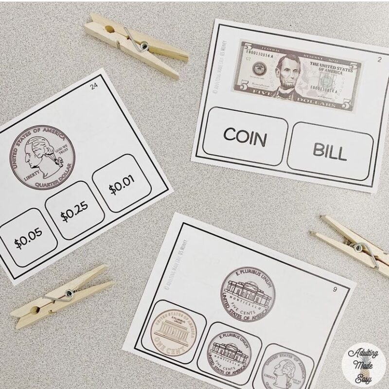 Us Money Matching Task Cards