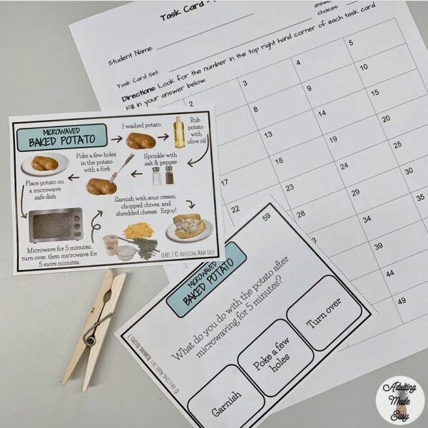 Reading Visual Recipes 3 Task Cards