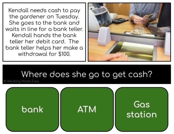 Money & Banking Simplified Reading Comprehension Digital Task Cards - Image 3
