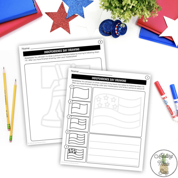Independence Day 4th of July Art Directed Drawing Worksheets