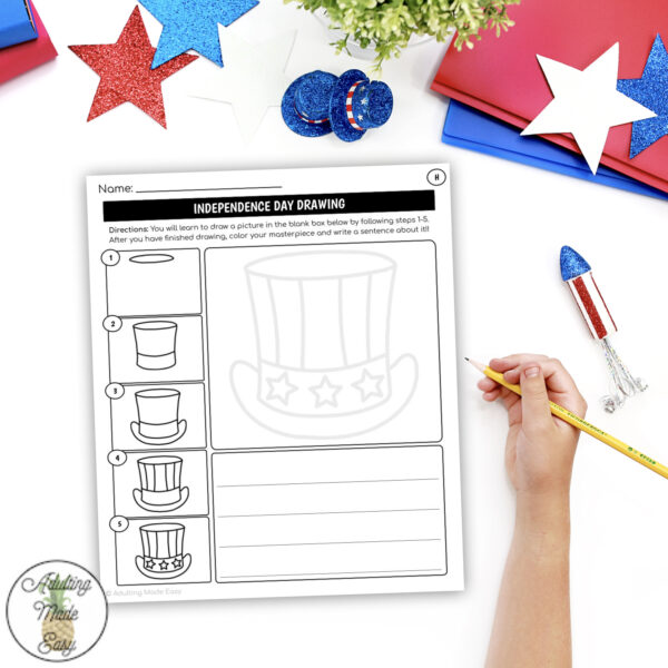 Independence Day 4th of July Art Directed Drawing Worksheets
