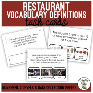 Which Restaurant Vocabulary? Task Cards