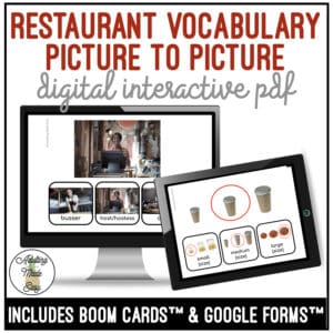 Restaurant Vocabulary Picture to Picture Matching Digital Activity