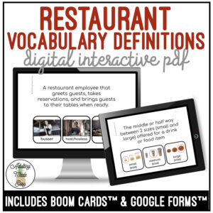 Which Restaurant Vocabulary? Definition Digital Activity