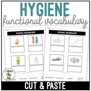 Hygiene Functional Vocabulary CUT AND PASTE Worksheets