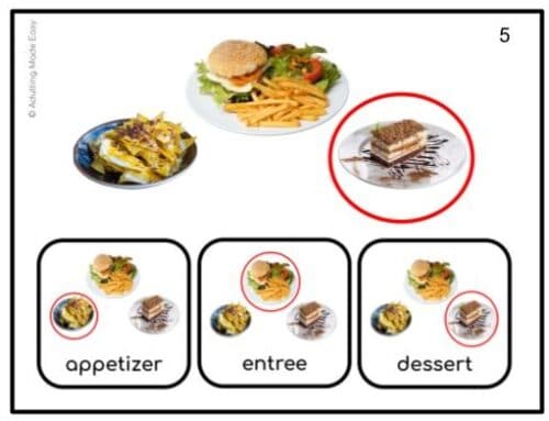 Restaurant Vocabulary Picture to Picture Matching Task Cards