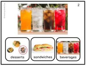 Restaurant Vocabulary Picture to Picture Matching Task Cards