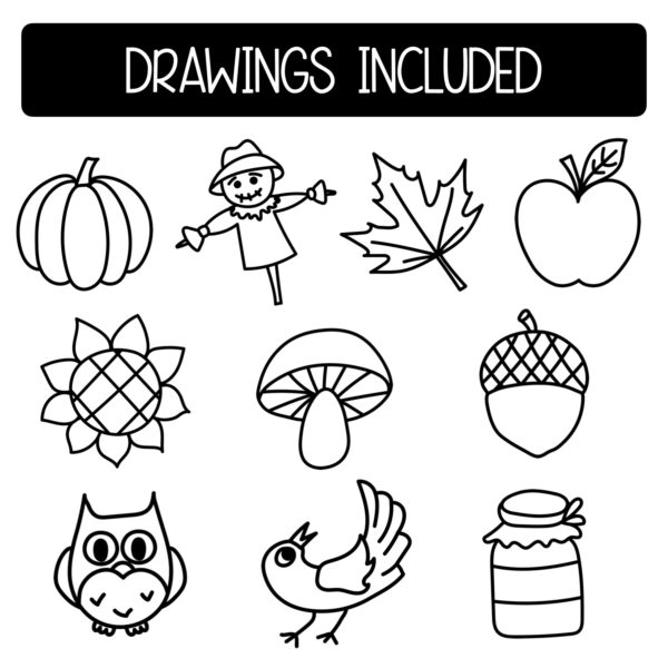 Fall Season Art Directed Drawing Worksheets - Image 2