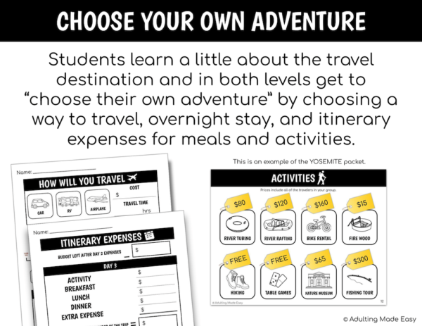 Travel Plans Activity Pack 1 - Yosemite