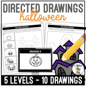 Halloween Art Directed Drawing Worksheets