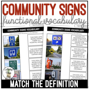 Community Signs Functional Vocabulary DEFINITIONS Worksheets