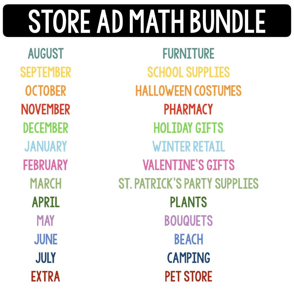 Store Ad Math Comparison Shopping Full Year Bundle
