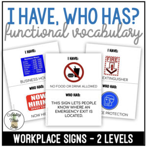 Workplace Signs Vocabulary - I Have, Who Has? Game