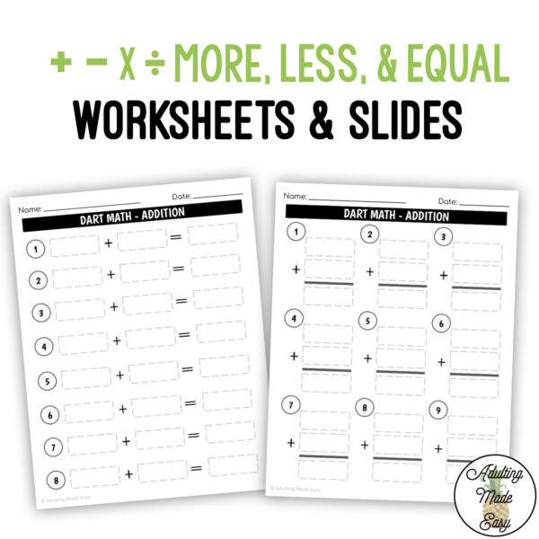 Dart Game Math Worksheets & Slides