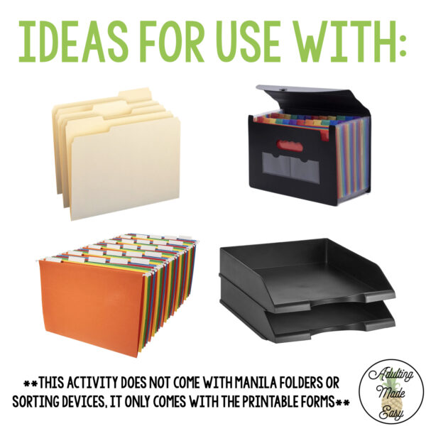 Filing Forms Task Box Activity