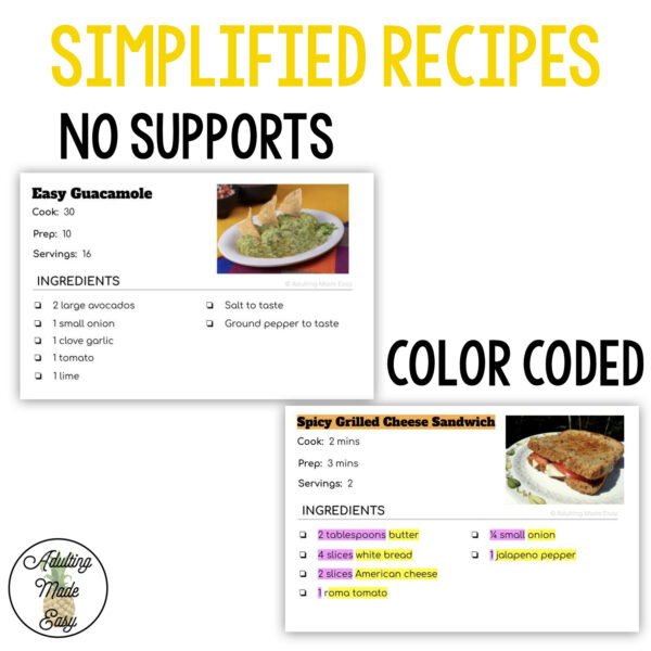 Recipe Shopping List Writing Activity