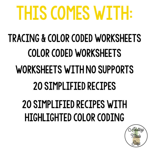 Recipe Shopping List Writing Activity
