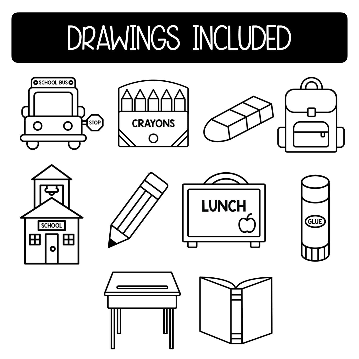 Back To School Art Directed Drawing Worksheets