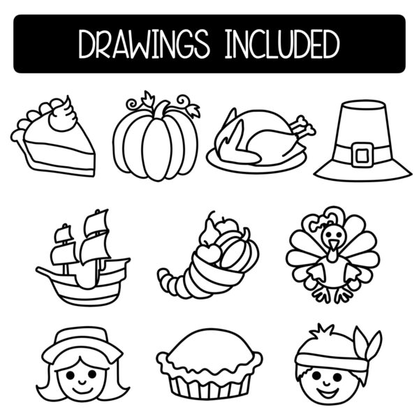 Thanksgiving Art Directed Drawing Worksheets