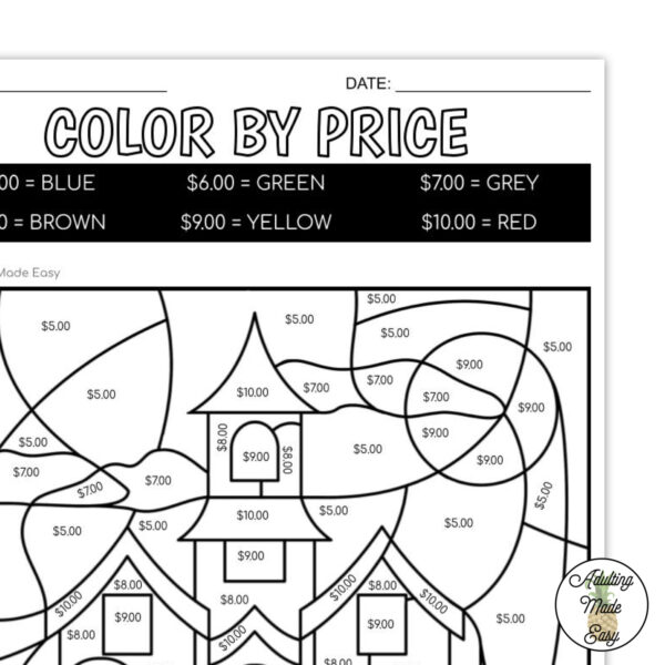 Halloween Color By Price Worksheets