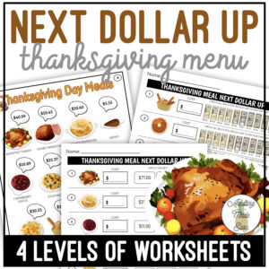 Thanksgiving Menu Next Dollar Up Worksheets