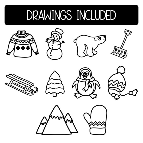 Winter Art Directed Drawing Worksheets