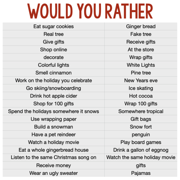 Would You Rather - Winter & Holiday Activity - Image 3