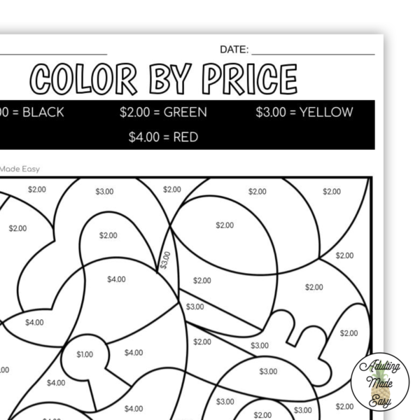 Valentine's Day Color By Price Worksheets - Image 2