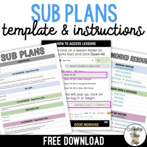 FREE Sub Plan Template for Life Skills Classroom