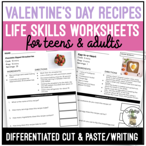 Reading Valentine's Day Recipes Worksheets