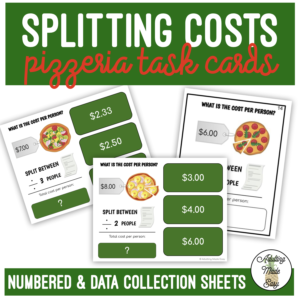 Splitting Costs Division Pizzeria Task Cards