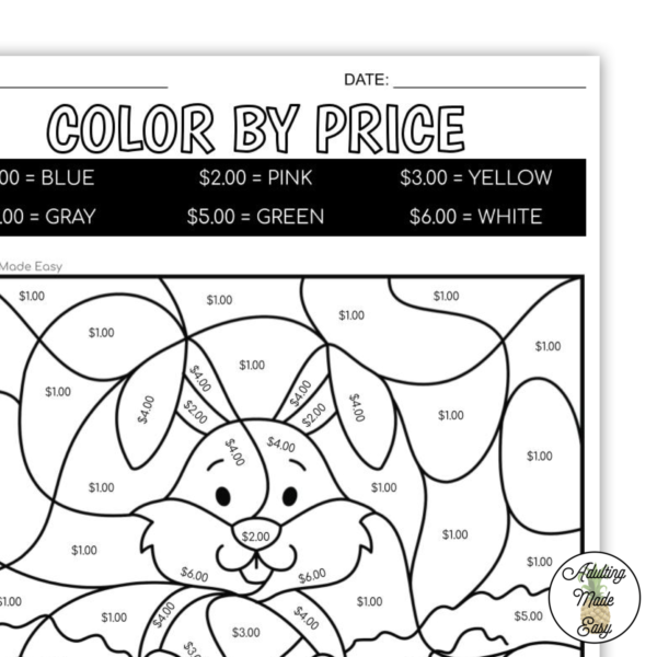 Easter Color By Price Worksheets