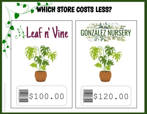 Plant Store Comparison Shopping Digital Task Cards - Image 3