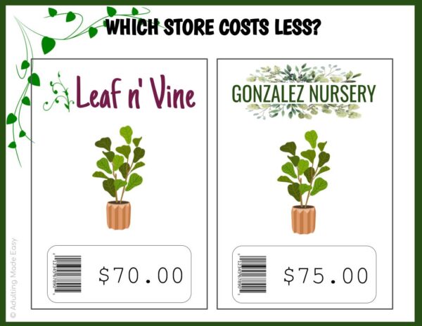 Plant Store Comparison Shopping Digital Task Cards - Image 2