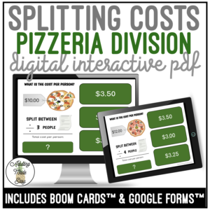Splitting Costs Division Pizzeria Digital Interactive Activity