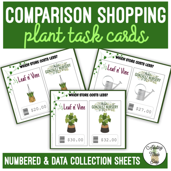 Plant Store Comparison Shopping Task Cards