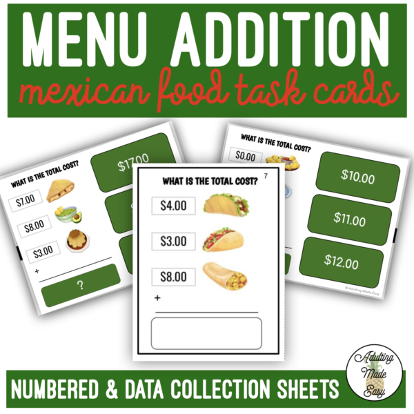 Mexican Food Addition Task Cards