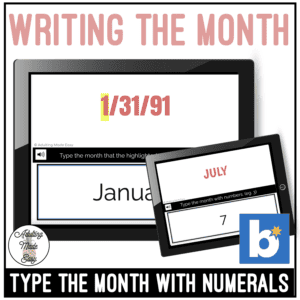 Writing The Month with Numbers Typing Boom Cards