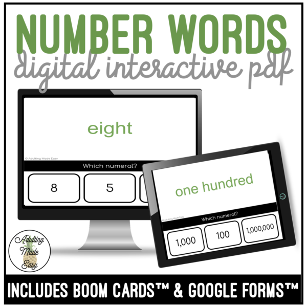 Number Words Digital Activity