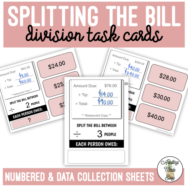 Splitting the Bill Task Cards