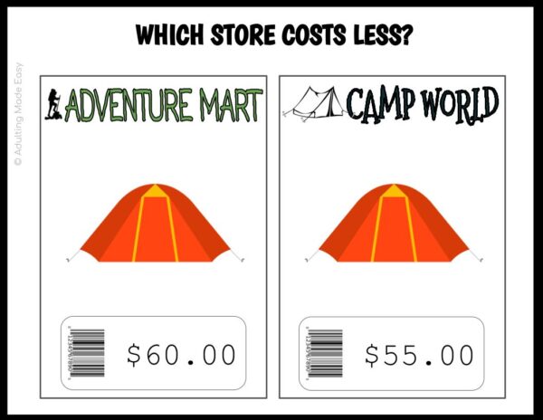 Camping Store Comparison Shopping Digital Task Cards - Image 3