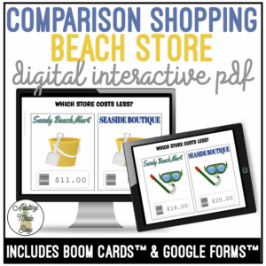Beach Store Comparison Shopping Digital Task Cards