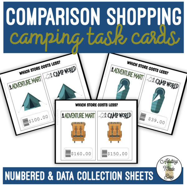 Camping Store Comparison Shopping Task Cards
