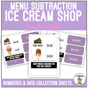 Ice Cream Shop - Menu Subtraction Task Cards