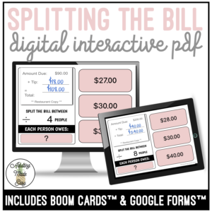 Splitting the Bill Digital Interactive Activity
