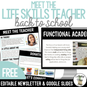 Meet the Life Skills Teacher Newsletter & Presentation Freebie
